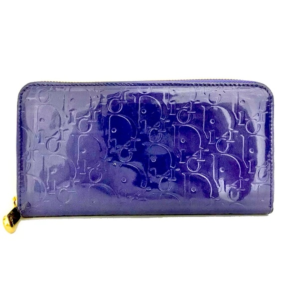 240 Christian Dior Patent Leather Zip Around Long Wallet - Picture 1 of 8